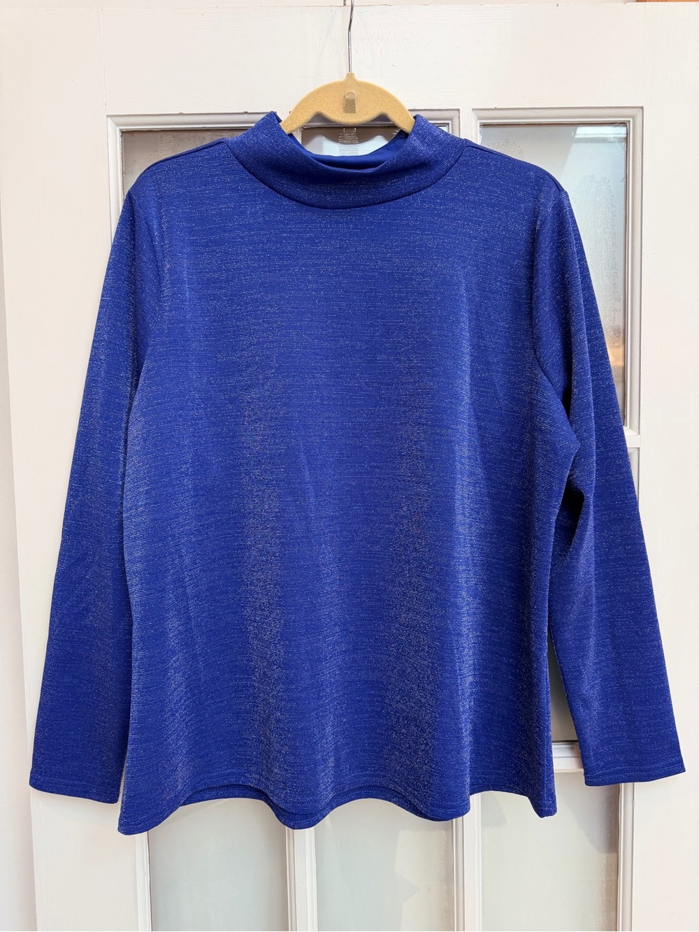 Eloquii Metallic Shimmer Royal Blue Mock Neck Top Blouse Plus Size 18 20 NWT